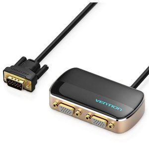Vention 1-In-2-Out VGA Splitter, Black Aluminum Alloy Type, DBABF