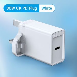 Vention 2-Port USB-A + USB-C Wall Charger 18W/20W, UK Plug