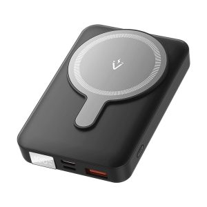 Vention 10000mAh Magnetic Wireless Power Bank 22.5W, USB-C + Lightning + USB-A + Wireless, Black LED Display, FHTB0