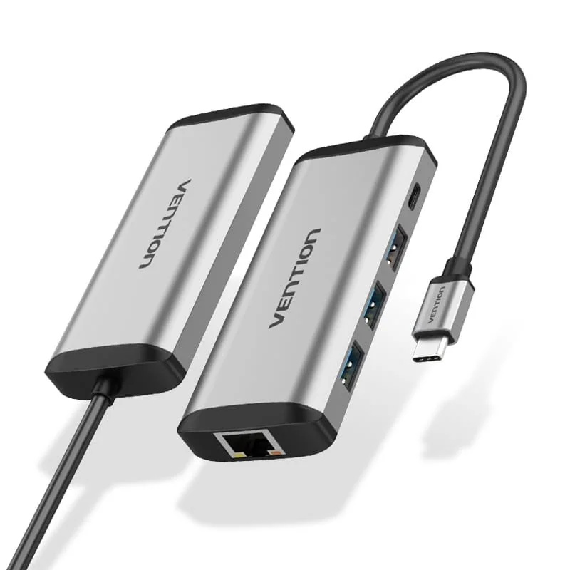 Vention USB-C to HDMI + USB 3.0x3 + PD 5-In-1 Docking Station 0.15M Gray, CNBHB