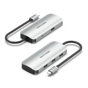 Vention USB-C to HDMI + USB 3.0 + RJ45 + PD 87W 6-In-1 Docking Station 0.5M Gray, CNCHB