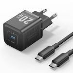 Vention 1-Port USB-C GaN Charger 20W with USB-C Cable 1M, UK Plug Black, TZ-FEPB0-UK-01
