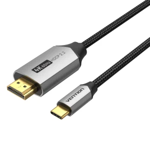 Vention Cotton Braided USB-C to HDMI Cable 1M Black Aluminum Alloy Type, CRBBF