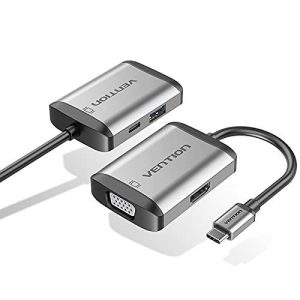 Vention HDMI to HDMI + VGA Converter 0.15M Gray Metal Type, AFVHB