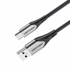 Vention USB 2.0 A Male to Micro-B & USB-C Male 3A Cable 0.5M Gray Aluminum Alloy Type, CQEHD
